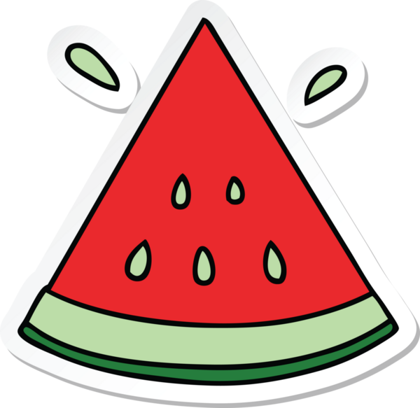 Bir insan tarafından çizilmiş karpuz çizilmiş garip bir el çıkartması.