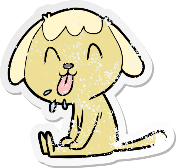 Bir insan tarafından çizilmiş şirin bir köpeğin sıkıntılı çıkartması.