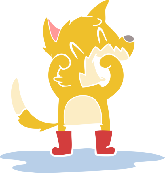 Bir insan tarafından çizilmiş bir su birikintisinde gülen tilki