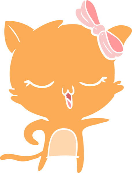 Bir insan tarafından çizilmiş düz renkli çizgi film kedisi.