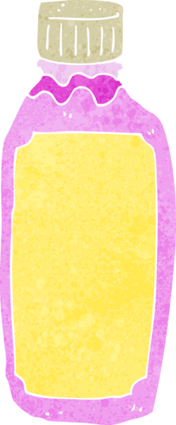 Bir insan tarafından çizilmiş pembe içki şişesi.