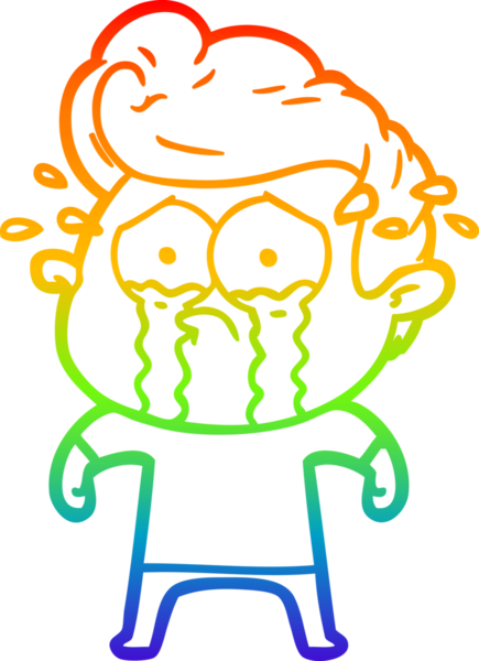 Bir insan tarafından çizilmiş ağlayan bir adamın çizdiği gökkuşağı gradyan çizgisi.