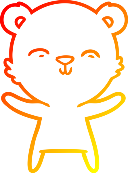 Bir insan tarafından çizilmiş mutlu bir kutup ayısının sıcak çizgi çizimi