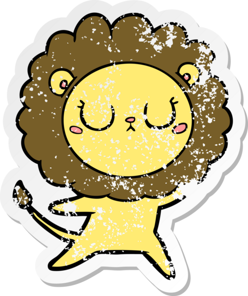 Bir insan tarafından çizilmiş karikatür aslanının sıkıntılı çıkartması.