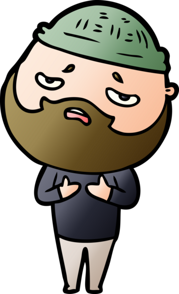 Bir insan tarafından çizilmiş sakallı endişeli bir adam.