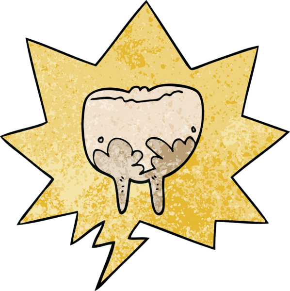 Bir insan tarafından çizilmiş eski moda konuşma baloncuklu çizgi film dişleri.