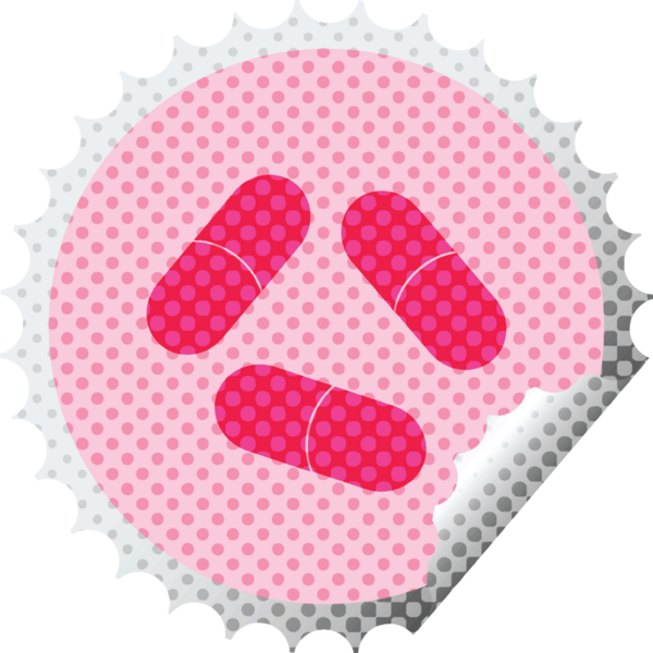 Bir insan tarafından çizilmiş hap vektör çizimi dairesel soyma etiketi