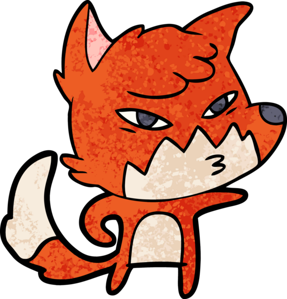 Bir insan tarafından çizilmiş akıllı çizgi film tilkisi.