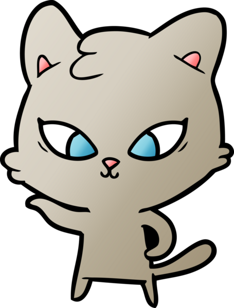 Bir insan tarafından çizilmiş sevimli çizgi film kedisi.