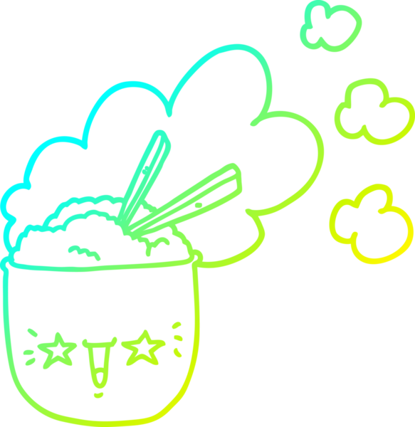 Bir insanın çizdiği sıcak pirinç kasesinin soğuk gradyan çizimi.