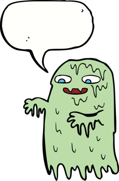 Bir insan tarafından çizilmiş baloncuklu iğrenç balçık hayaleti.