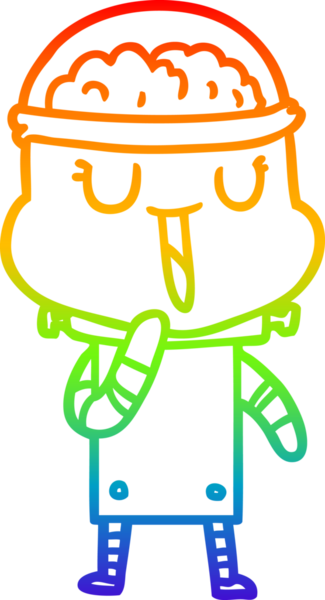 gökkuşağı gradyanı çizimi bir insan tarafından çizilmiş mutlu bir robot çizgi filmi.