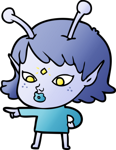 Bir insan tarafından çizilmiş güzel uzaylı kız.