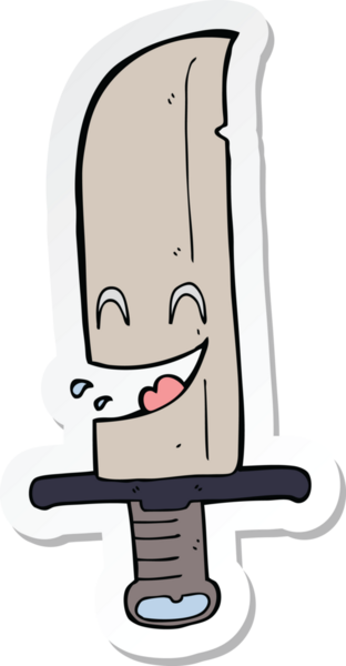 Bir insan tarafından çizilmiş bir çizgi film bıçağının çıkartması.