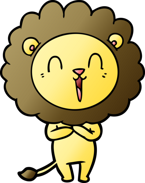 Bir insan tarafından çizilmiş gülen aslan çizgi filmi.
