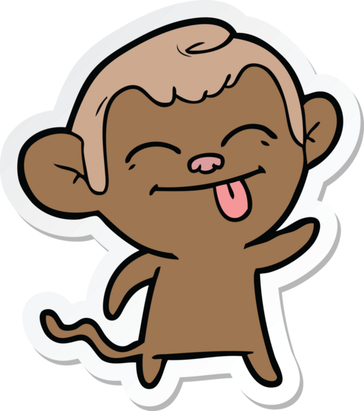 Bir insan tarafından çizilmiş komik bir maymun çıkartması.