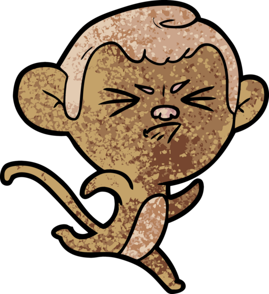 Bir insan tarafından çizilmiş sinir bozucu bir maymun.