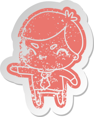 Bir insan tarafından çizilmiş kawaii 'nin eski bir karikatür çıkartması.