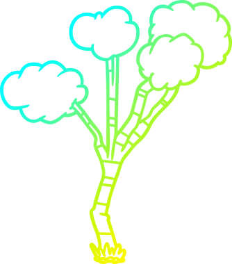 Bir insan tarafından çizilen seyrek çizgi bir ağacın soğuk eğimli çizgisi.