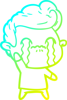 Bir insan tarafından çizilmiş ağlayan bir çizgi film karakteri çizimi.