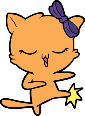 Bir insan tarafından çizilmiş kafasında yay olan çizgi film kedisi.