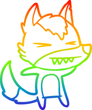 Bir insan tarafından çizilmiş kızgın bir kurt çizgi çizimi.