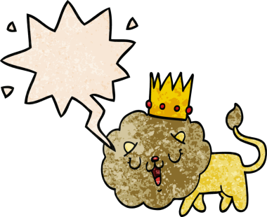 Karikatür aslanı ve konuşma baloncuğu bir insan tarafından çizilmiş geçmiş dokular.