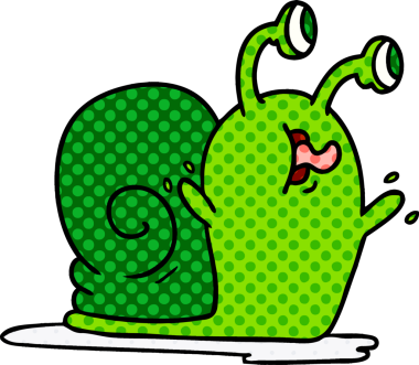 Bir insan tarafından çizilmiş sümüksü bir salyangoz çizimi.