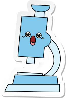 Bir insan tarafından çizilmiş şirin bir mikroskop etiketi.