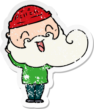 Bir insan tarafından çizilmiş mutlu sakallı bir adamın sıkıntılı çıkartması.