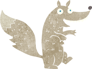 Bir insan tarafından çizilmiş bir kurt çizgi filmi.