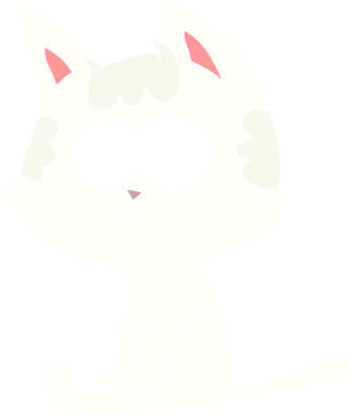 Bir insan tarafından çizilmiş mutlu düz renkli çizgi film kedisi