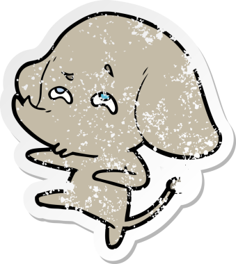 Bir insan tarafından çizilmiş karikatür filinin sıkıntılı çıkartması