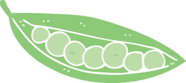 Bir insan tarafından çizilmiş düz renkli bezelye karikatürü.