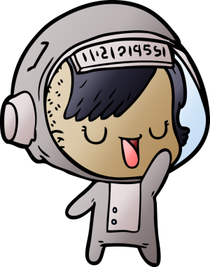 Bir insan tarafından çizilmiş astronot kadın.