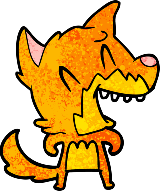 Bir insan tarafından çizilmiş gülen tilki çizgi filmi.