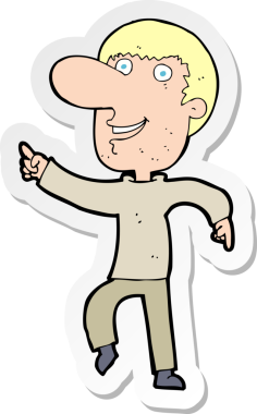 Bir insan tarafından çizilmiş mutlu bir adamın çizdiği karikatür çıkartması.