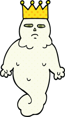 Bir insan tarafından çizilmiş çizgi roman tarzı ürkütücü hayalet kral.