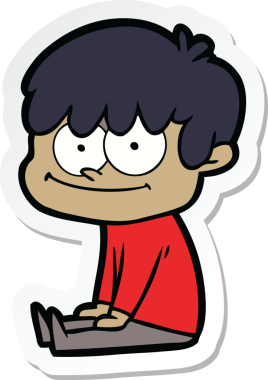 Bir insan tarafından çizilmiş mutlu bir çizgi film karakterinin çıkartması.