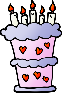 vektör gradyanı çizimi bir insan tarafından çizilmiş doğum günü pastası