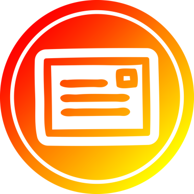 Bir insan tarafından çizilen sıcak gradyan bitiş ile zarf harfi dairesel simgesi