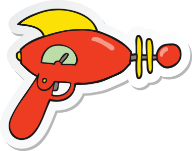 Bir insan tarafından çizilmiş bir ışın tabancasının çıkartması.