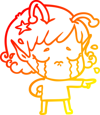 Bir insan tarafından çizilmiş, ağlayan uzaylı bir kızın sıcak çizgi çizimi.