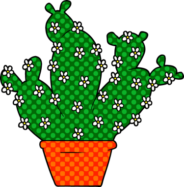 Bir insan tarafından çizilmiş kaktüs saksısı.