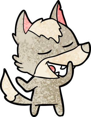 Bir insan tarafından çizilmiş gülen bir kurt.