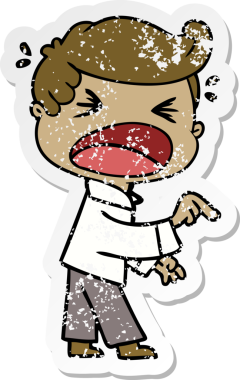 Sinirli bir çizgi film çıkartması bağıran adam bir insan tarafından çizilmiş.