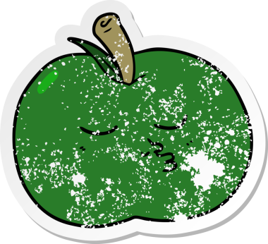 Bir insan tarafından çizilmiş yüksek kaliteli bir elmanın sıkıntılı çıkartması.