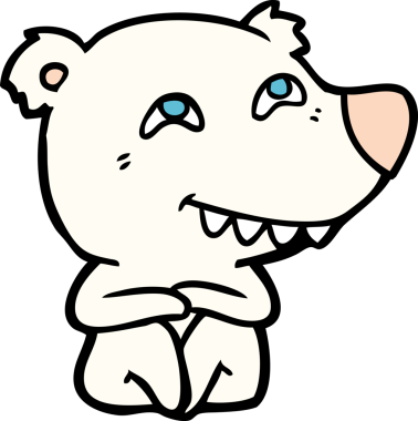 Karikatür kutup ayısı bir insan tarafından çizilmiş dişleri gösteriyor