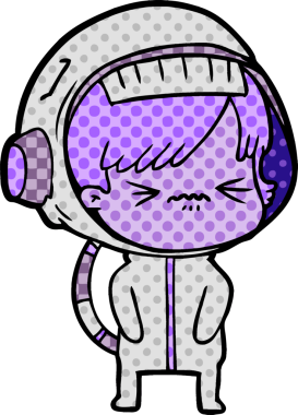 Bir insan tarafından çizilmiş astronot kadın.