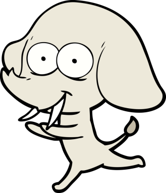 Bir insan tarafından çizilmiş mutlu bir fil.